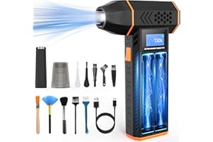 BEEDOVE Elektrische Staubgebläse Druckluftspray für PC Reinigungsset, 4-Gang 130000 U/min 2 in 1 Compressed Air Duster mit 6000mAh Akku, USB Mini Staubsauger mit HD Display für Tastatur, PC, Sofa, Auto