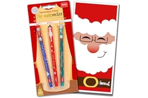 Tinte Ink Legami Christmas Stocking Filler or Secret Santa Gift NEWLY RELEASED Nutcracker Pen Set 0.7mm + Assorted Erasable Pens 3 Pack of Pens! + Santa Envelope!