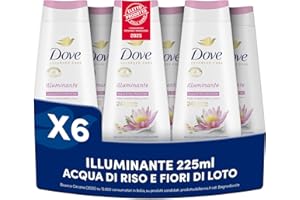 Dove Bagnoschiuma Illuminante, Bagnodoccia Idratante, Formula Delicata sul Microbioma della Pelle, con Agenti Idratanti Vegetali, Senza Solfati SLES, Bagnodoccia Uomo e Donna, 6 Pezzi da 225 ml