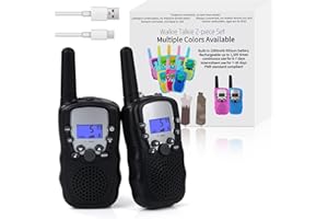 Funkprofi Walkie Talkie Set für Kids, T-388 Funkgerät für Kinder mit Wiederaufladbarer Akkus, Hobbyfunker 8 Kanal PMR 446 Reichweite bis 2 – 3 km (2er-Set) Schwarz