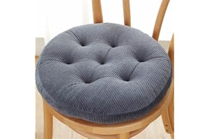 Lukery Stuhlkissen rutschfeste, Waschbare Weiche Sitzkissen Komfort Stuhlauflage als Stuhl Kissen für Outdoor & Indoor Gartenstuhl, Küche oder Esszimmerstuhl (grau,Rund 40cm)