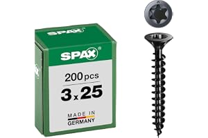 SPAX Universalskruv, försänkt huvud, svart, T-STAR plus, helgängad (3 x 25 mm 200 stycken)