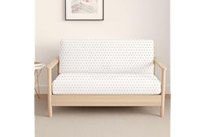 YARNS OF COTTON Full Size Armless Futon Covers - 100% Egyptian Cotton 600 Thread-Count Futon Slipcovers - Zippered Couch Cover Sofa Bed Protector, Sleeper Sofa Cover, Machine Washable, Polka Dot Navy