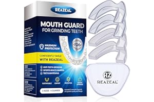 REAZEAL Mouth Guard for Grinding Teeth at Night: Dental Guard for Sleeping at Night - Nighttime Protection for Teeth (with Cleaning Tablets) (Two Size)