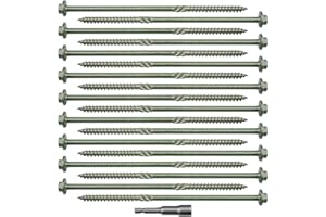 SZSLMY 18 Pcs Timber Screws, 6.3 x 150mm Timber Fixing, Hex Head, Hex Washer Head for Wood For Outdoor Wood Frame Construction (M6.3 * 150mm)
