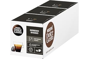 NESCAFÉ DOLCE GUSTO Espresso Intenso Coffee Pods - total of 48 Espresso Intenso Coffee pods- Medium Roast with Velvety Crema- Intensity 7 - (3 Packs)