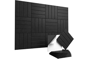 Vieshful Paneles Acústicos Autoadhesivos 10 Piezas 30x30 cm, Panel Acústico Alta Densidad, Panel Insonorizante Pared Decorativo para Insonorizar Habitación, Estudio, Oficina & Home Wall Panel, Negro