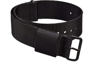 WOCCI Militare Stile Cinturino per Orologio in Nylon con Fibbia Nera, Monopezzo Cinturini di Ricambio, 18mm 20mm 22mm 24mm