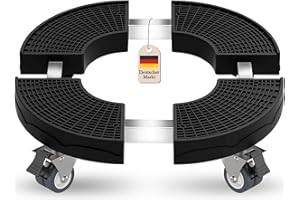 VIBINHO Pflanzenroller Outdoor Wetterfest Ø 38-50cm, Rollbrett Pflanzen bis 200 KG, Blumenroller Rund mit 360° Drehbare Rädern, Transportroller Schwarz für Große Topfpflanzen/Sonnenschirme