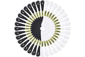 TESTEL 48 madejas de hilo de punto de cruz, hilo de algodón blanco y negro, pulseras de la amistad, hilo para tejer, proyecto de punto de cruz