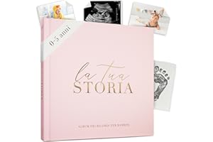 BIBI & BEAU Album Nascita Bambina | Libro Bimbo Bimba | 132 Pagine | Regalo Nascita Bambino | Diario Neonato | Album Fotografico Bambino per Foto Formato 10 x 15 cm e 13 x 18 cm (Rosa)