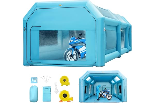 VEVOR Cabine de pulvérisation gonflable - 4 m/6 m/8 m - Tente 210D Oxford PVC - Cabine de peinture de voiture avec 2 portes amovibles - Ventilateur inclus - Idéal pour la peinture de voiture et la
