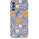PrintiFy Samsung Galaxy S21 Fe Uyumlu Lansman Kılıf &Ccedil;i&ccedil;ek Tasarımlı I&ccedil;i Kadife Kapak-lila