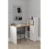 Durusilya Mobilya L Desk Work Desk with Cabinet and Bookshelf