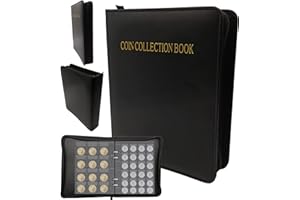 HNBTX Album para Coleccionar Monedas de 2 Euros, (10 páginas de 3 cm 240 Compartimentos + 10 páginas de 4 cm 120 Compartimentos con Cremallera)