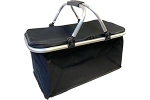 just 4 baby 28L Foldable Picnic Folding Basket Insulated Cooler Bag Camping Travel Hamper Large Cool Bag -BLACK COLOUR (BS-1)