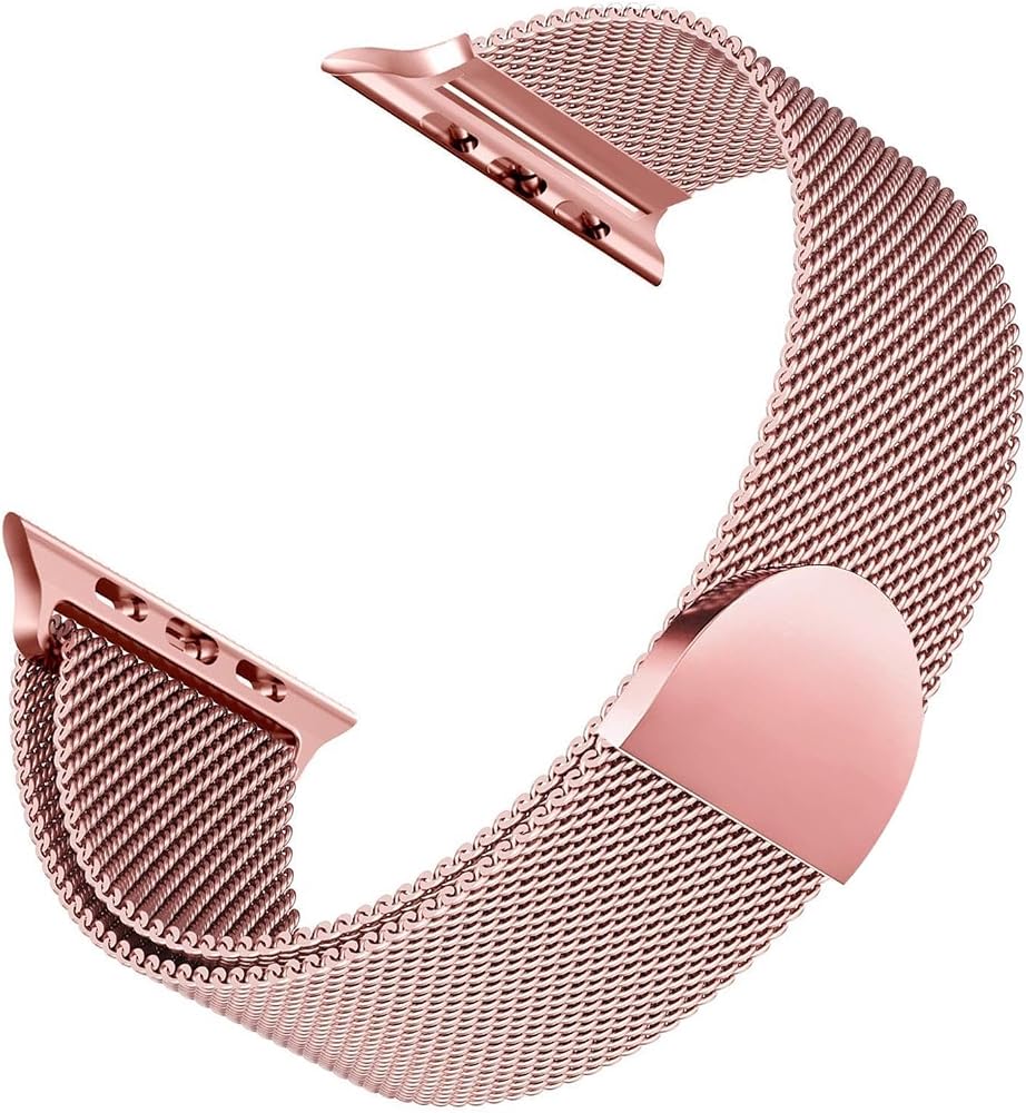 Microsonic Apple Watch Series 6 40mm için Kordon Luxe Metal Twist Rose Gold [Watch Series 6 40mm ile Uyumlu Kordon - Rose Gold]
