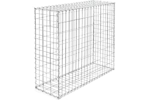 Wiltec Gabion – 100 x 100 x 30 cm – Largeur maille 5 x 10 cm – Mur Paroi en pierre, Bordure de jardin, Espalier à Grillage métallique, Clôture, Panier – pour Jardinage, Paysagisme