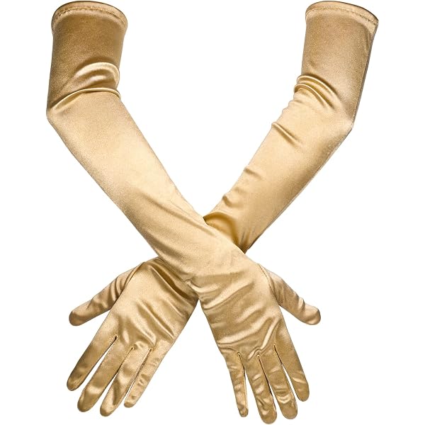 Gants De Soirée En Satin Sans Doigts - Longueur Coude, Style Années 20, Pour Danse, Opéra, Mascarade - 11