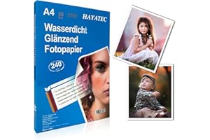 ‎ALASKAPRINT 50 Blatt Fotopapier A4 hoch glänzend Tintenstrahldrucker 240g/m² Fotopapier Fotokarten Photokarten Sofort Trocken Wasserfest Hochweiß Fotoblätter