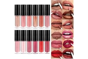 Anglicolor 12 Couleurs Mat rouge à lèvres Liquides Régler Mat Nude Étanche Longue durée Antiadhésif La tasse ne se décolore pas Brillant à lèvres (Set A)