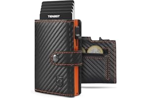 TENBST Portafoglio Uomo e Donna | Porta Carte di Credito Uomo 10 carte | Slim Portacarte Uomo con RFID Protezione Anticlonazione | Porta Tessere Uomo con Portamonete e Scomparti Banconote - S