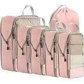 SYEXDZON Compression Travel Suitcase Bags, 6 Pieces Expandable Travel Packing Cubes for Backpack, Ultra Lightweight Travel Ba