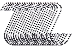 WKTRSM S Ganchos Cocina Metal Ganchos en Forma de S Acero Inoxidable Ganchos Colgadores para Colgar Bolsos Ropa Ollas y Sartenes (20 piezas)
