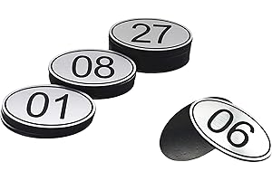 PlayCool ABS Engraved 30mm x 50mm Oval Table numbers (1-100) Pubs Restaurants Clubs - Silver - 1 to 100