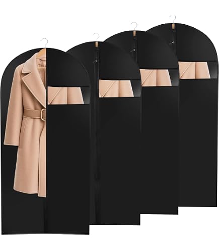 Yimomoyi Lot De 2 Housses Robe De Mariée 60x180 Cm – Housses Vêtements Suspendus Avec Poignée Et Fermeture Éclair, Protection Anti-Poussière Noir Pour Costumes, Robes Longues
