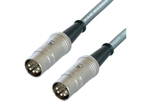 VAN DAMME, REAN Van Damme Midi Lead. 5 Pin Din PHANTOM POWER Synth, Interface, Foot Switch Cable (1m, Grey)