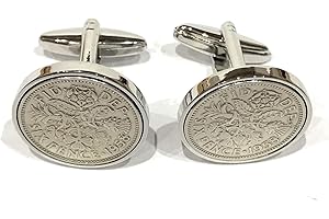 OCC OLD COIN CUFFLINKS Premium 1958 Lucky sixpence cufflinks for a 66th Birthday cufflinks