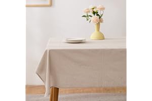 ‎ATSENSE ATsense Tischdecke, Tischdecke Beige, Tischdecken Leinenoptik-100% Gewaschener Baumwolle Eckig Tischtuch 140x180 cm