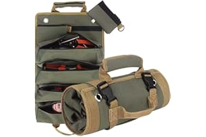 Cleminsta Borsa per Attrezzi, Borsa Porta Attrezzi Borsa Attrezzi Lavoro Arrotolabile, Organizer Borsa Attrezzi Borsa Portautensili Multitasche per Falegnami Idraulici Elettricisti e Meccanici (Verde)