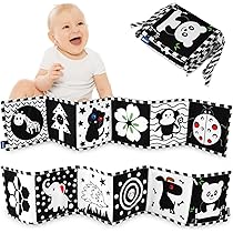 Livre Bebe 6 Mois Livre Contrasté Bébé Noir Et Blanc - Livre Tissu Double Face 0-6 Mois - Éveil Sensoriel Nouveau-né Jouet Nouveau Né