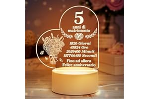 Vetbuosa Regalo Anniversario Matrimonio, Regalo Anniversario per Lui - Idee Regalo Luce Notturna per Anniversario, Regalo Anniversario 5 Anni, Regalo Anniversario per Lei - Ti Amo per Sempre