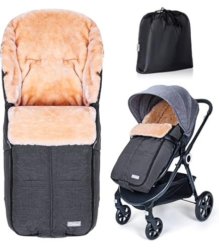 Baby-Joy Finn XXL Winter Footmuff, 115 cm, lambswool/polyester, thermal footmuff, buggy, 3-in-1 footmuff, bag, crawling blanket, 15 pink