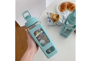 Asslye Kawaii Bear Water Bottle,700ml Square Drinking Bottle With Straw,Large Kawaii Water Bottle for Girl Cute Juice Tea Water Cups