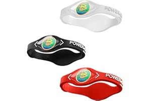Power Balance Pulsera deportiva original de rendimiento, de silicona, para hombres y mujeres, paquete de 3 unidades, seguro, impermeable, ligero, duradero, tamaño M + M + L