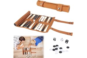 LUFEIS Backgammon Set, Travel Genuine Leather Backgammon Board Game, Tactical Board Game Ideas, Backgammon Game for Kids Adults Family Party, Since 1795