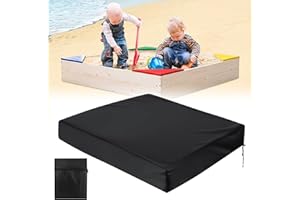 JIEBAO Sandkasten Abdeckung 120x120cm Schwarz Sandkasten Abdeckplane mit Kordelzug, Sandkastenabdeckung Plane, Wasserdicht Sandkasten Abdeckung für Sandkasten, Pool, Terrase