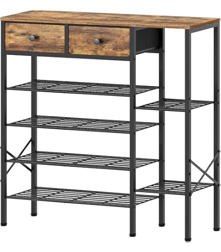 SogesHome 5-Tier schoenenrek 75 * 30 * 95 cm houten schoenen opslag plank schoenen organisator, zwart L24-BK-SH