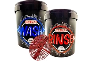 Ma-Fra, Kit 2 Secchi più griglia per il lavaggio auto con tecnica 2 secchi car detailing, composto da Secchio Wash, Secchio Rinse più Grif Safe pr un lavaggio auto senza graffi