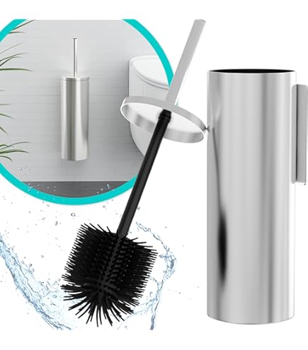 Sagittarius One 360S1 siliconen toiletborstel & houder set (toilet brush), hygiënisch en duurzaam, SUS304 RVS, modern design, chroom