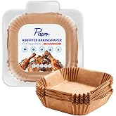 Airfryer Pişirme Kağıdı, Frit&ouml;z Yağlı Kağıdı, Yanmaz Kağıt XXL Uyumlu 50 Adet (Kare) (1, 16x16)