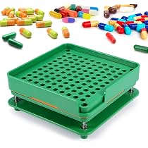 Kapselfüllmaschine Für 00# Kapseln – Manueller Füller Mit 100 Löchern, ABS-Material, Inkl. Pulverblockplatte, Blau