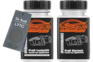 TRISTARcolor Peinture voiture Crayon de retouche peinture pour Audi LY7C Nardograu Peinture de base vernis clair 50 ml chacun