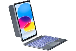 Inateck keyboard Case for iPad 10th Generation/A16 11th Generation 2025 11 inch, Detachable keyboard with Touchpad for iPad 10th Gen 2022 10.9 inch, 7-color Backlight, Portrait/Landscape, KB04112 Gray
