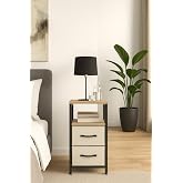 miyuhome 2 Raflı Komodin Deri &Ccedil;ekmeceli D&uuml;zenleyici Yatak Odası Organizer Metal Komodin krem