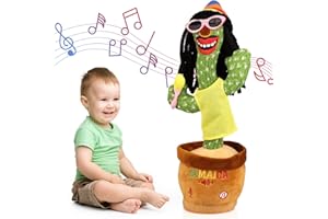 seOSTO Jamaica Cactus Bailarin, Cactus Bailarin Repite español, Cactus parlanchin, Juguete Cactus de Peluche Que Baila y Repite tu Voz, con Canciones, Dancing Cactus Regalos Adecuados para Niños